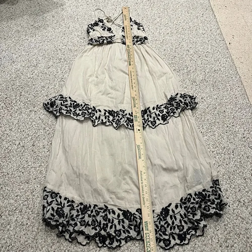 Abercrombie & Fitch Tiered Ruffle Maxi Dress S Floral Embroidered Feminine